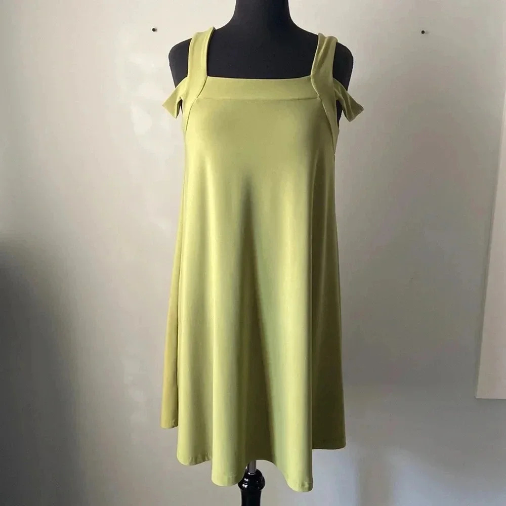 Sympli | Cold  Shoulder Green Dress